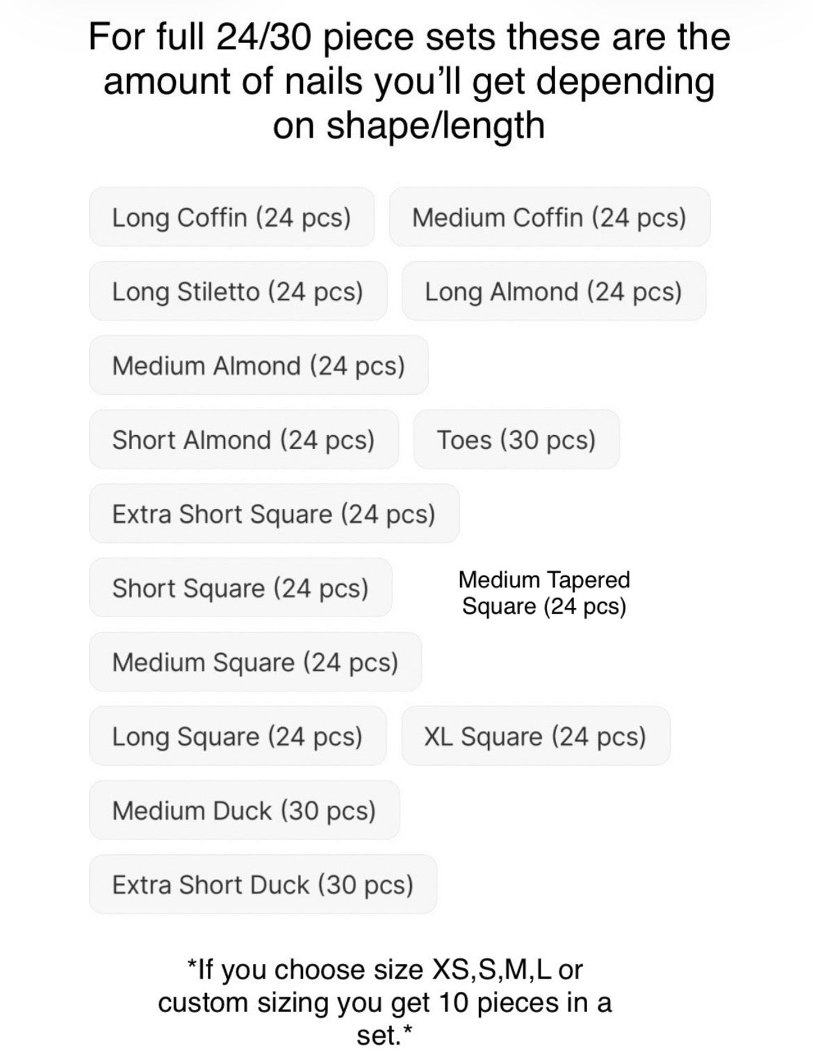 24/30 piece sets Ready To Wear Sizing Kit