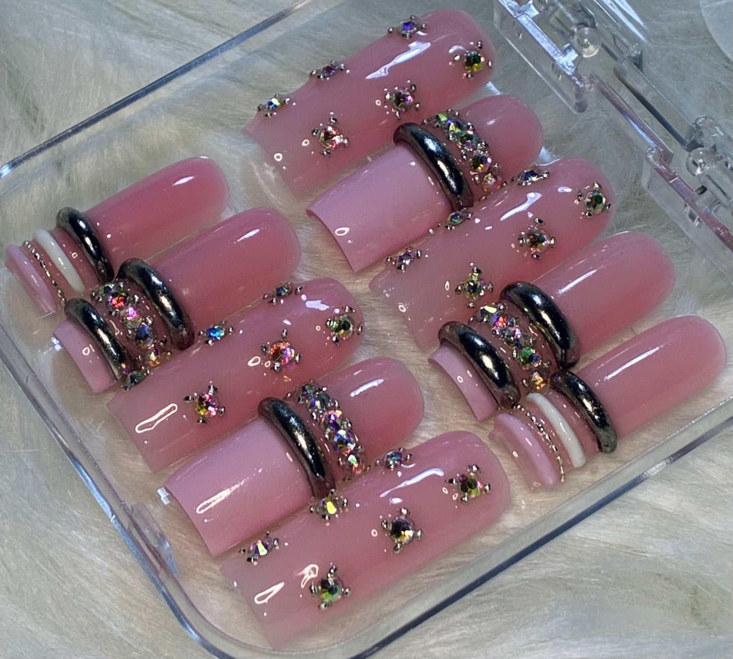 Pink Bling Bangle Nails