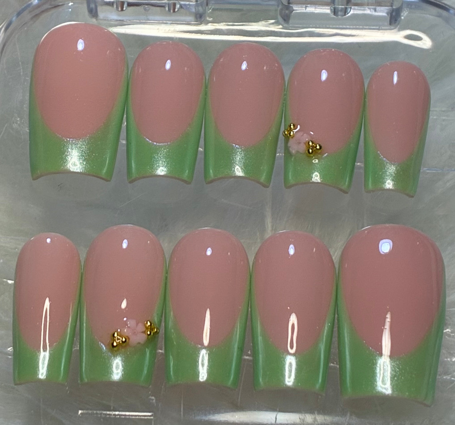 Fairy Green Chrome French Tips