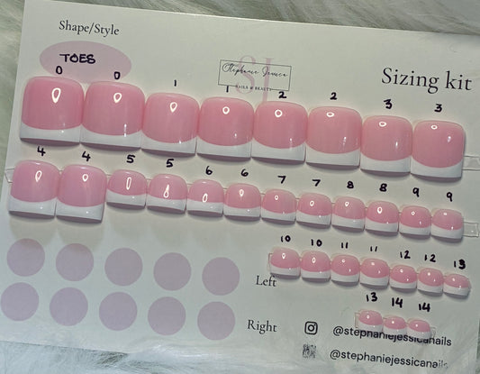 French Tip TOES 30 piece sets Ready To Wear Sizing Kit