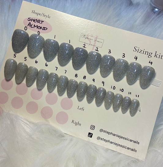 No sizing needed Baby Blue Reflective Flash Glitter 24/30 piece sets Ready To Wear Sizing Kit