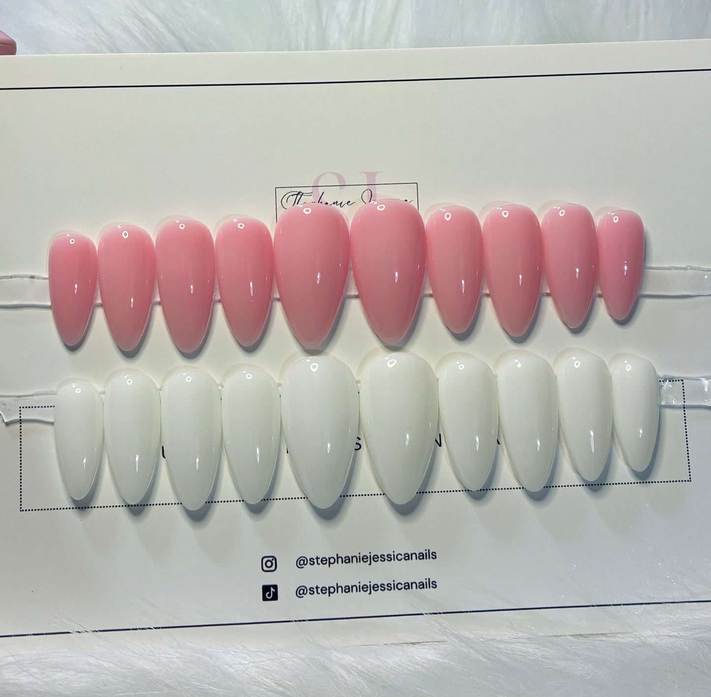 Set of 2 Solid Colour Press Ons Milky White & Nude Pink