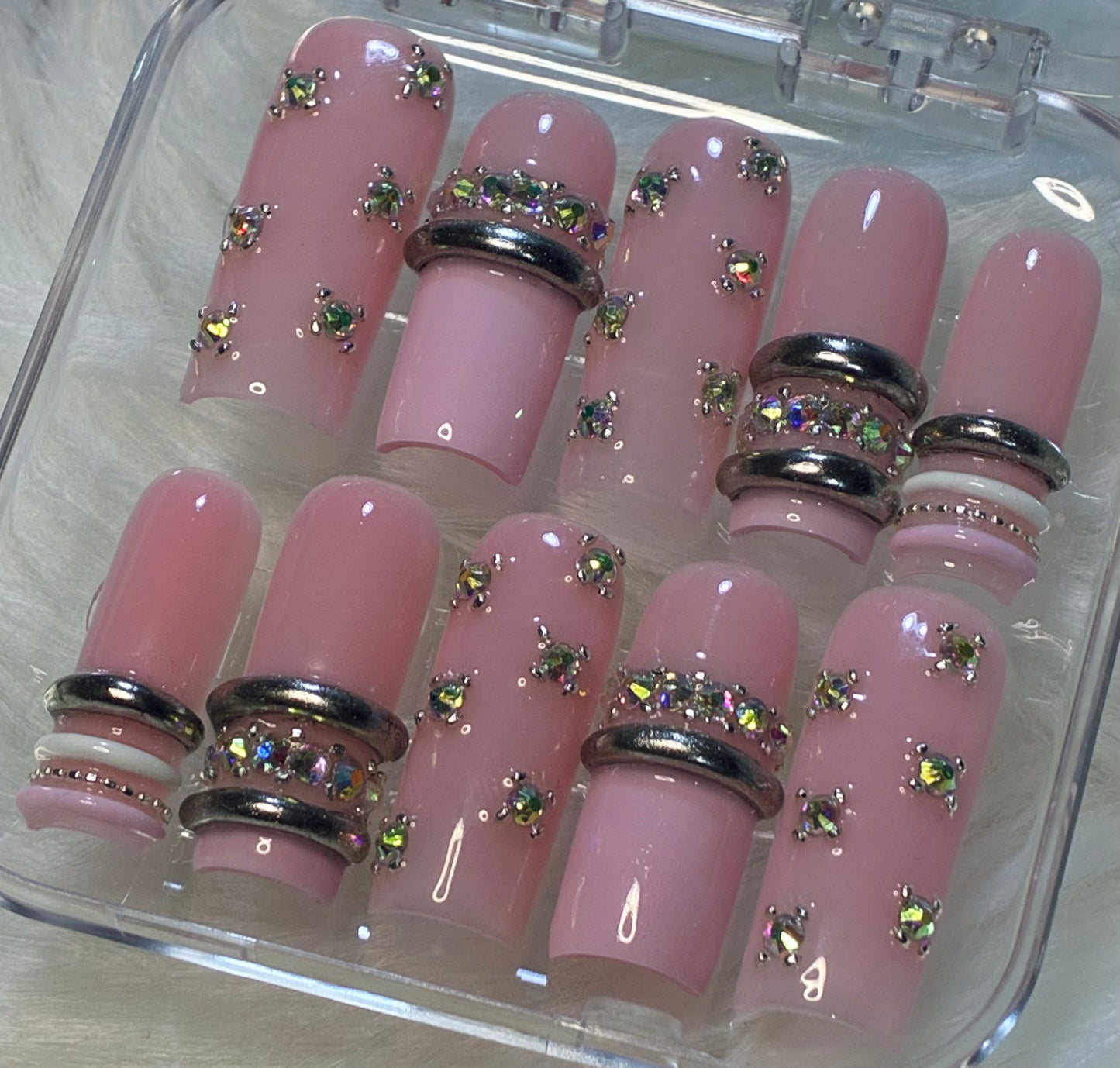 Pink Bling Bangle Nails