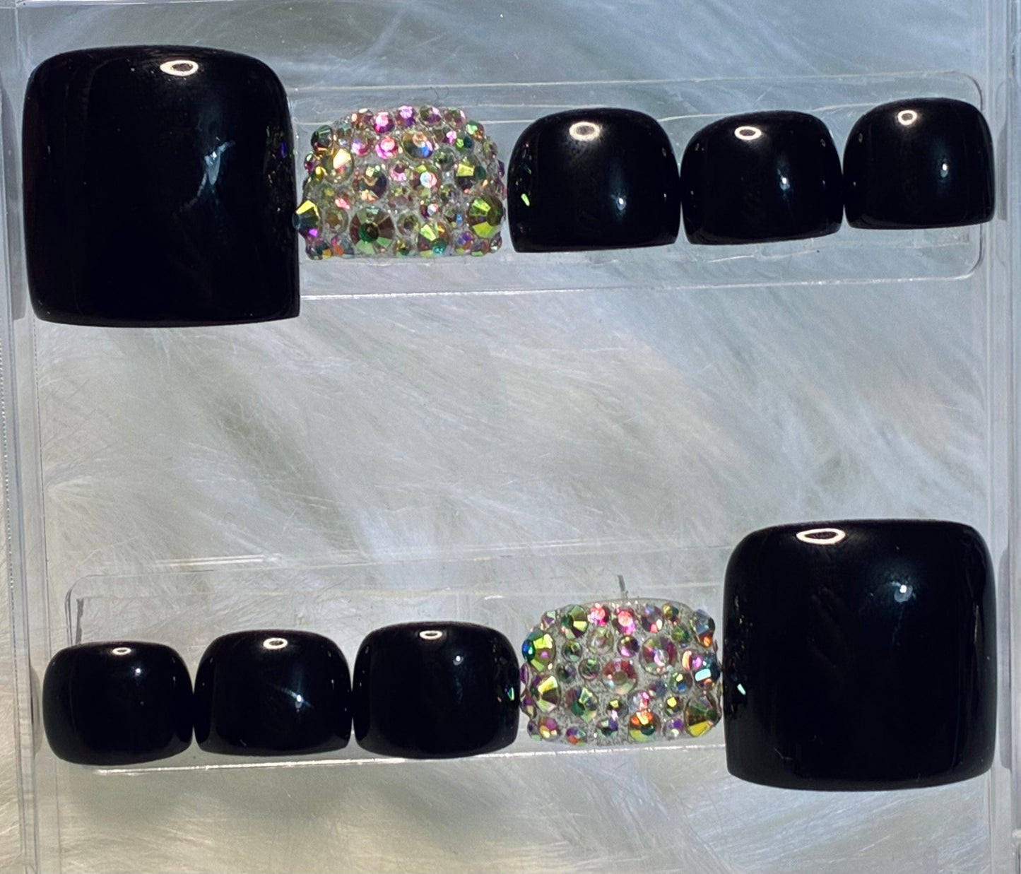 Black Glossy Toe Nails With Bling TOES