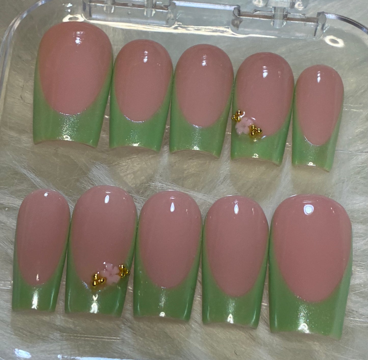 Fairy Green Chrome French Tips