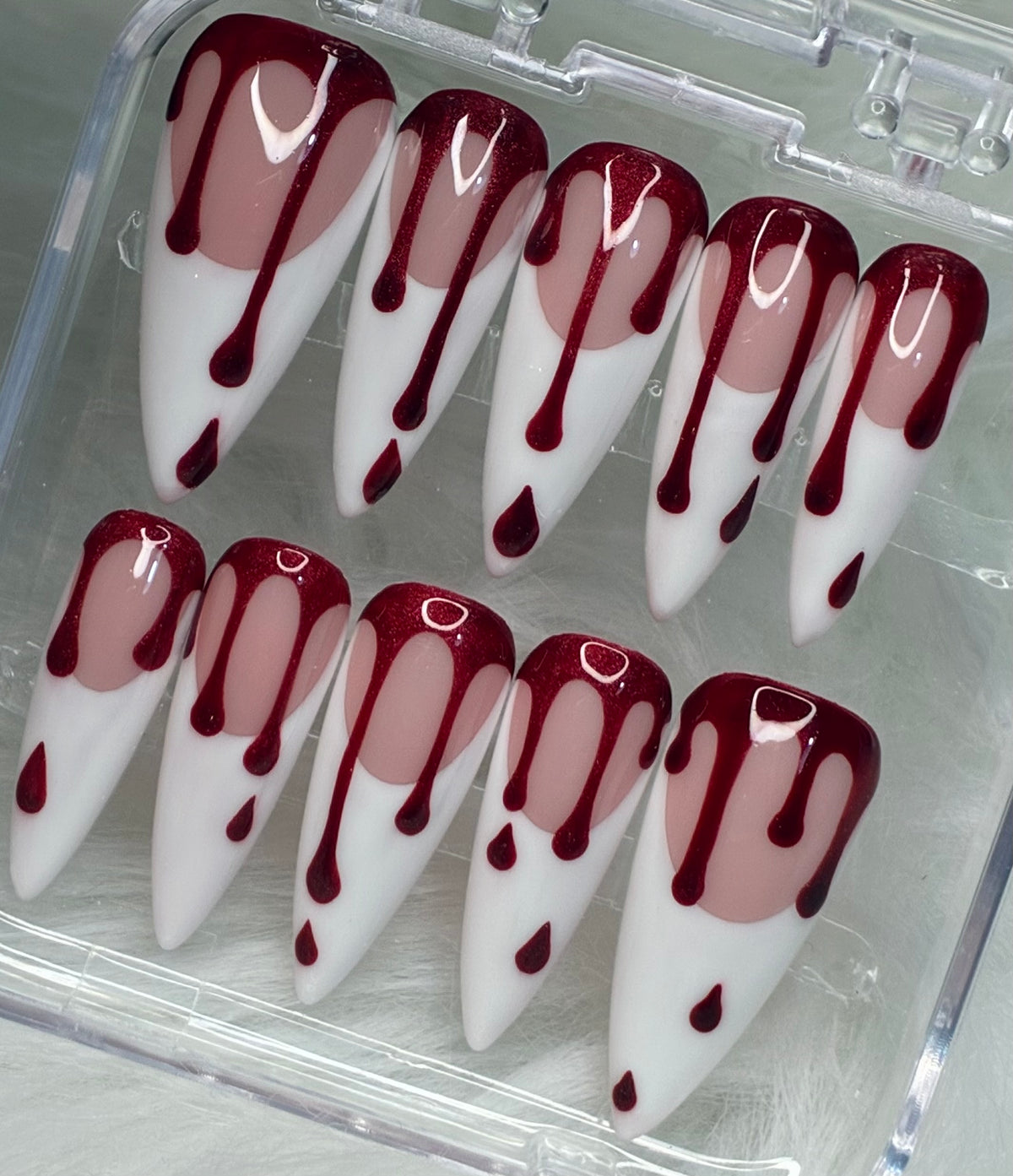 Cat Eye Blood Drip French Tips