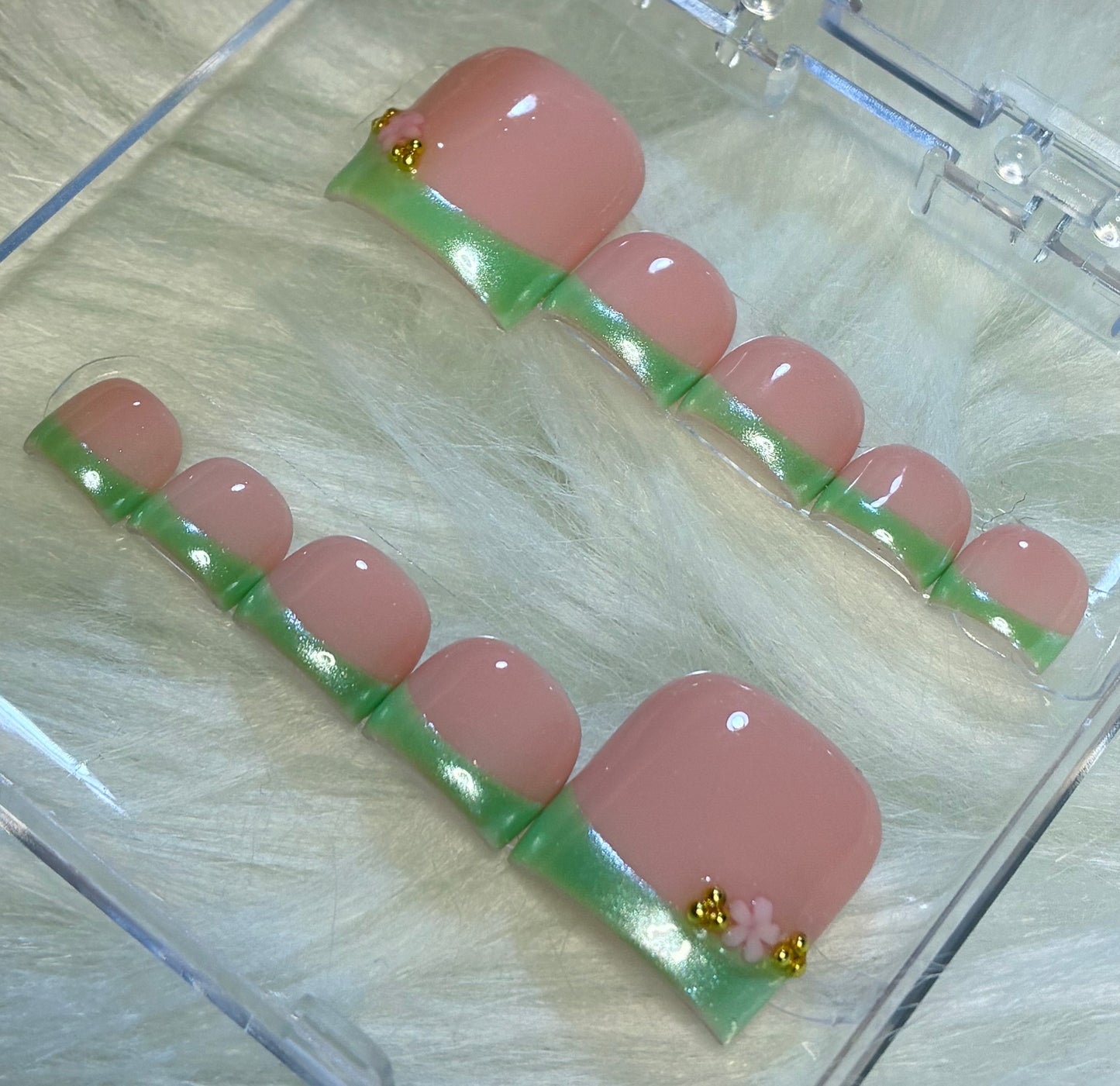 Fairy Green Chrome French Tip Toes