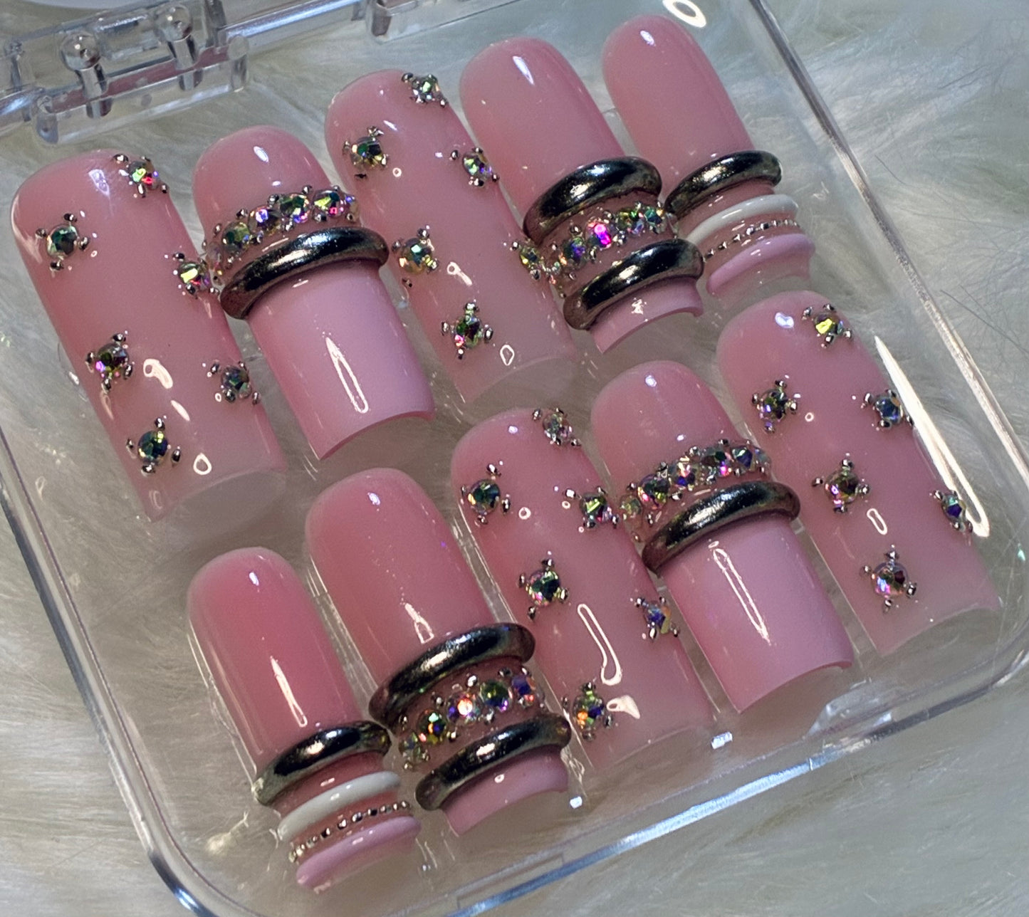 Pink Bling Bangle Nails