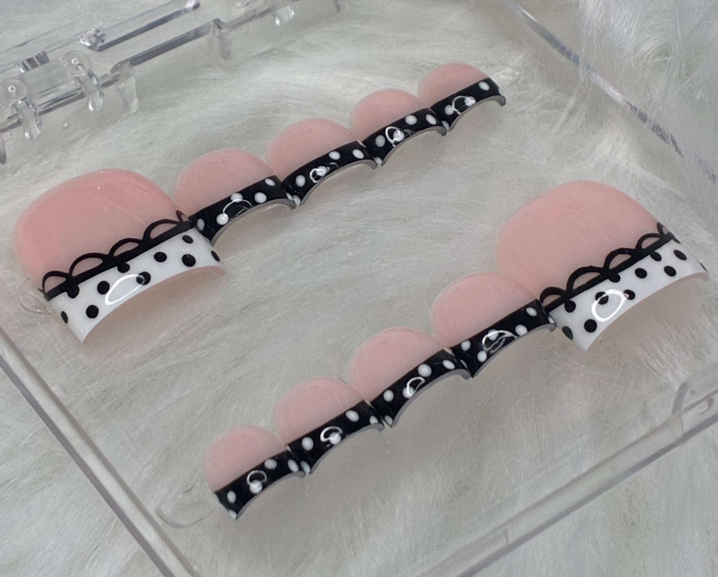 Black & White Polka Dot French Tip TOES