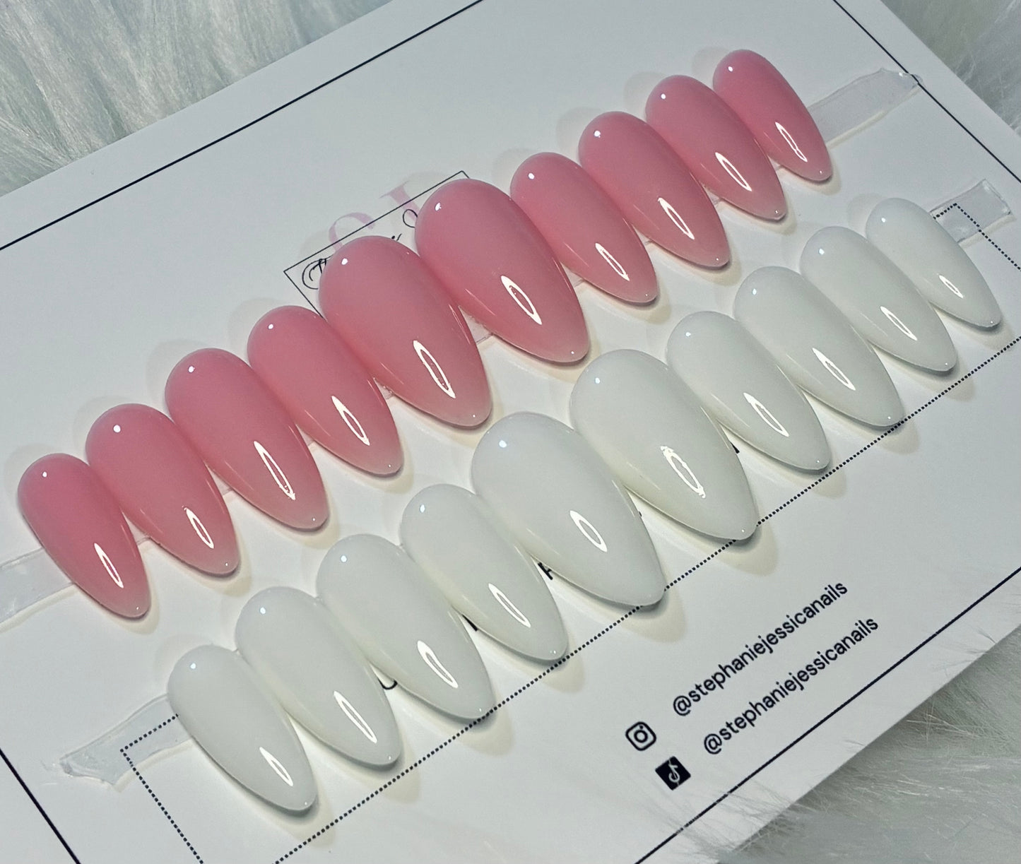 Set of 2 Solid Colour Press Ons Milky White & Nude Pink