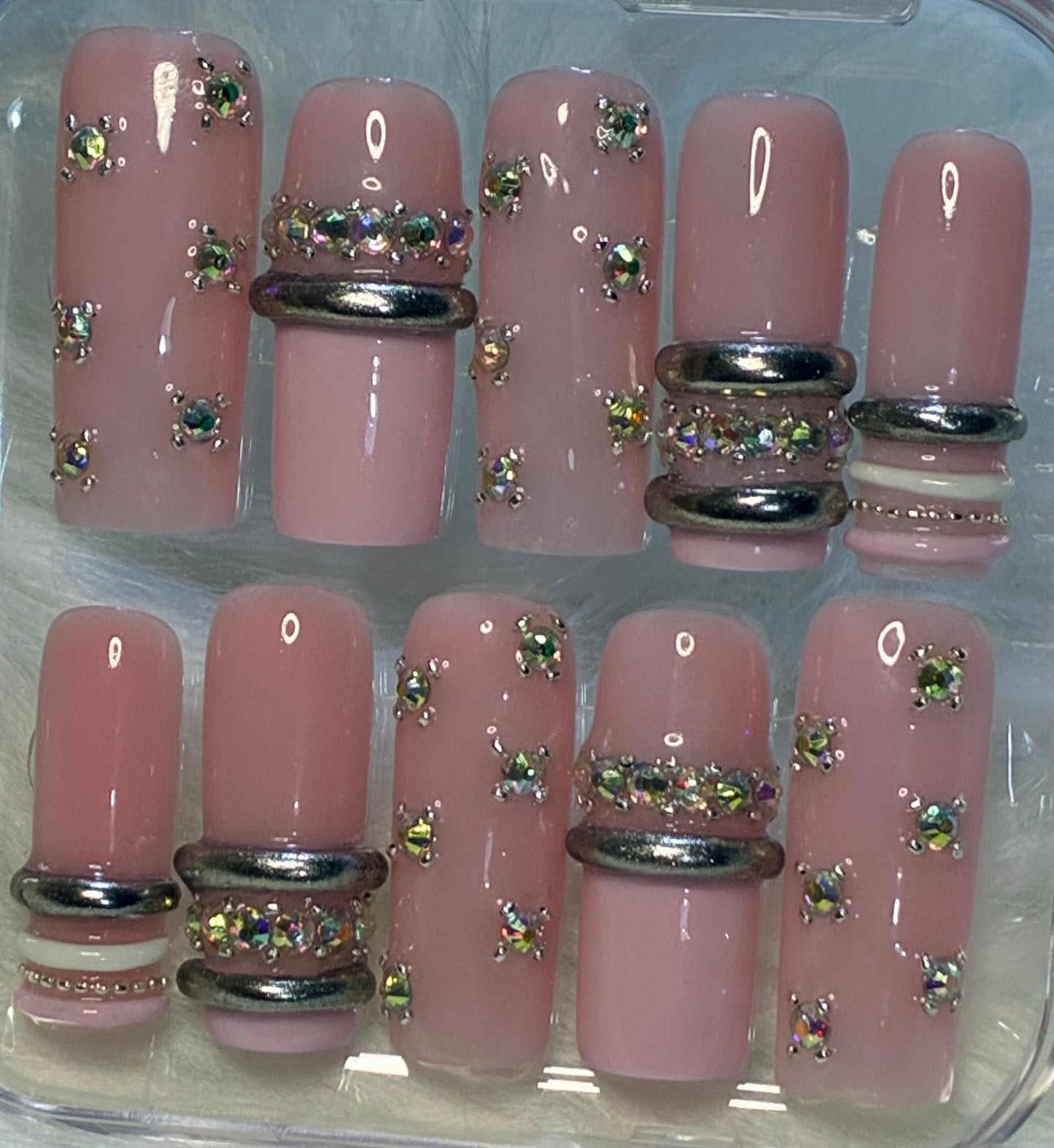 Pink Bling Bangle Nails
