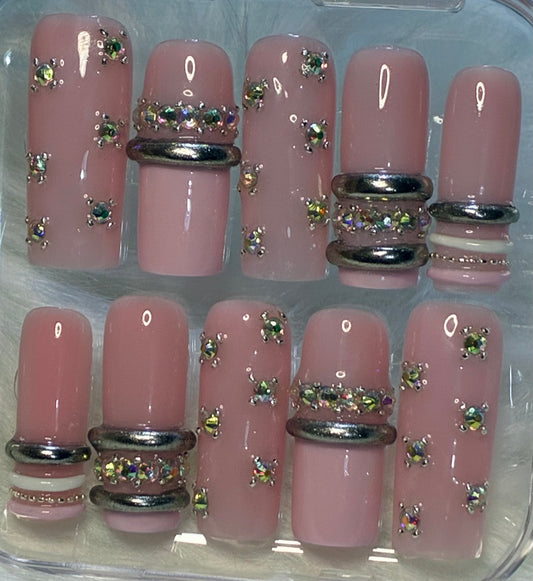 Pink Bling Bangle Nails