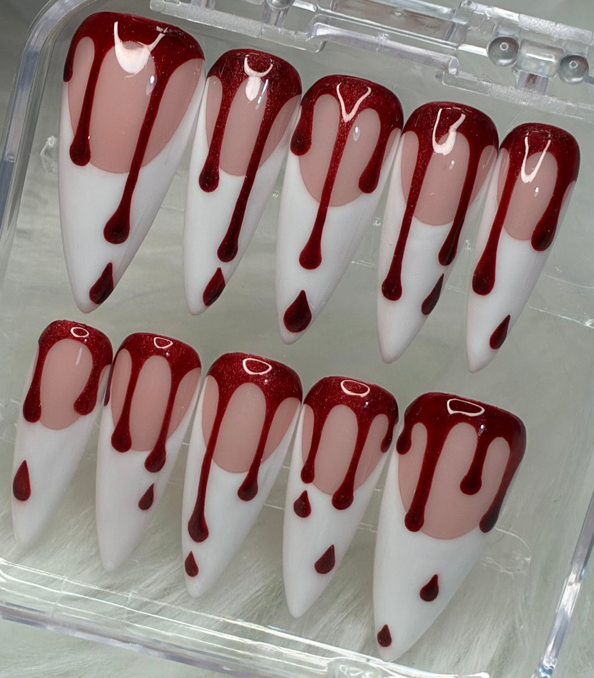 Cat Eye Blood Drip French Tips