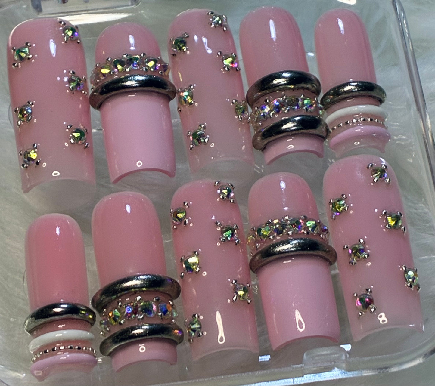 Pink Bling Bangle Nails