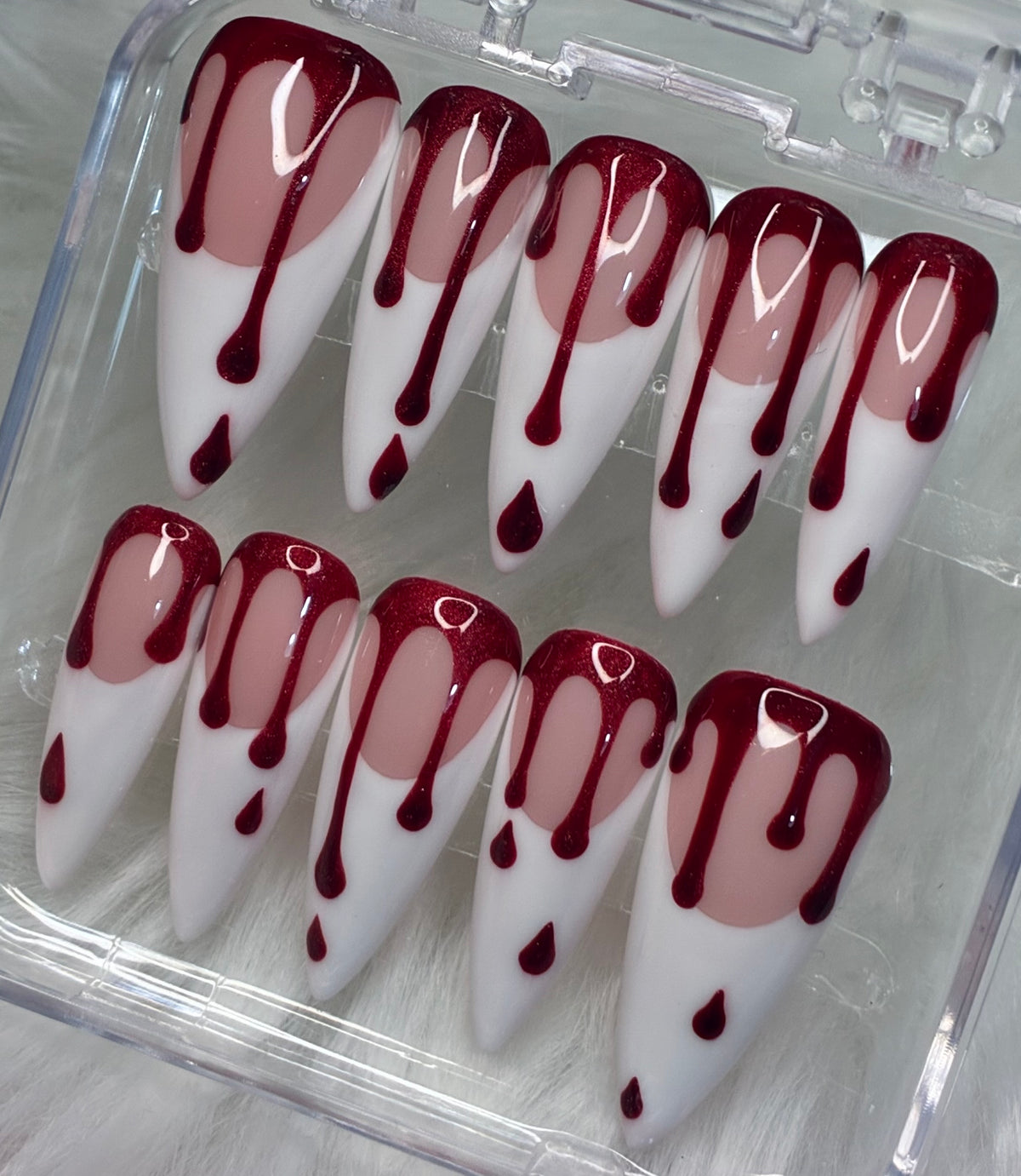 Cat Eye Blood Drip French Tips