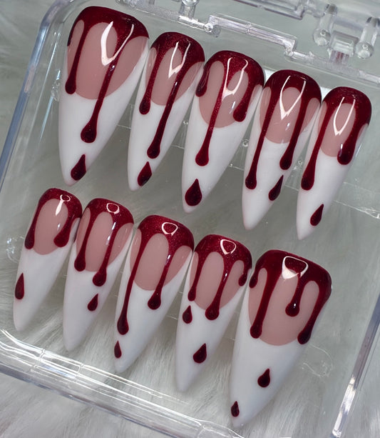 Cat Eye Blood Drip French Tips
