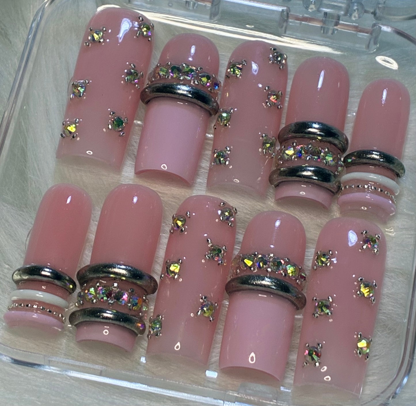 Pink Bling Bangle Nails